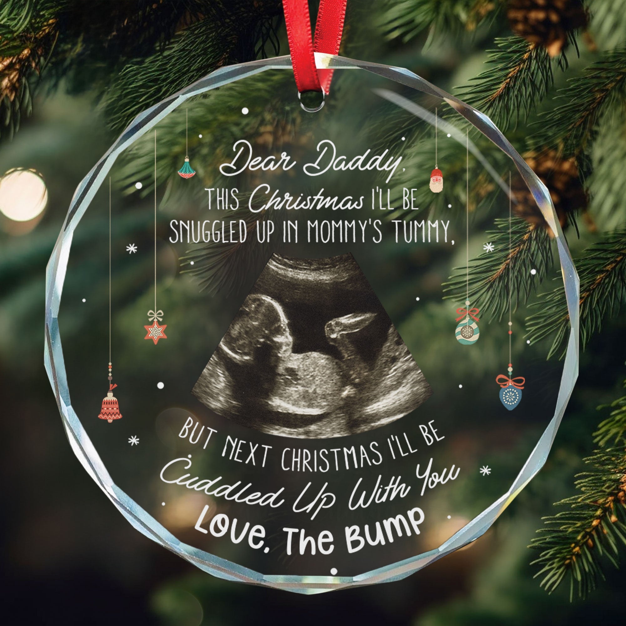 This Christmas I'll Be Snuggled Up From Bump - Personalized Glass Photo Ornament ORN0810