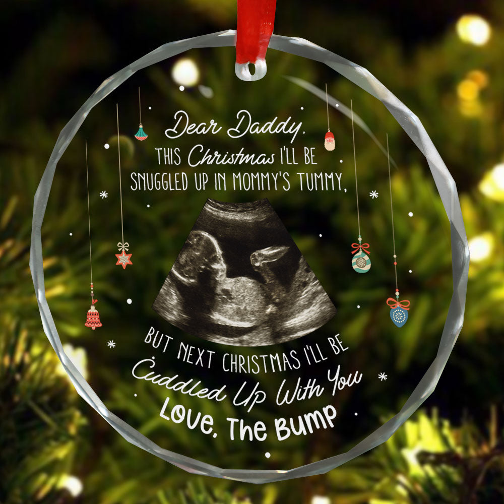 This Christmas I'll Be Snuggled Up From Bump - Personalized Glass Photo Ornament ORN0810