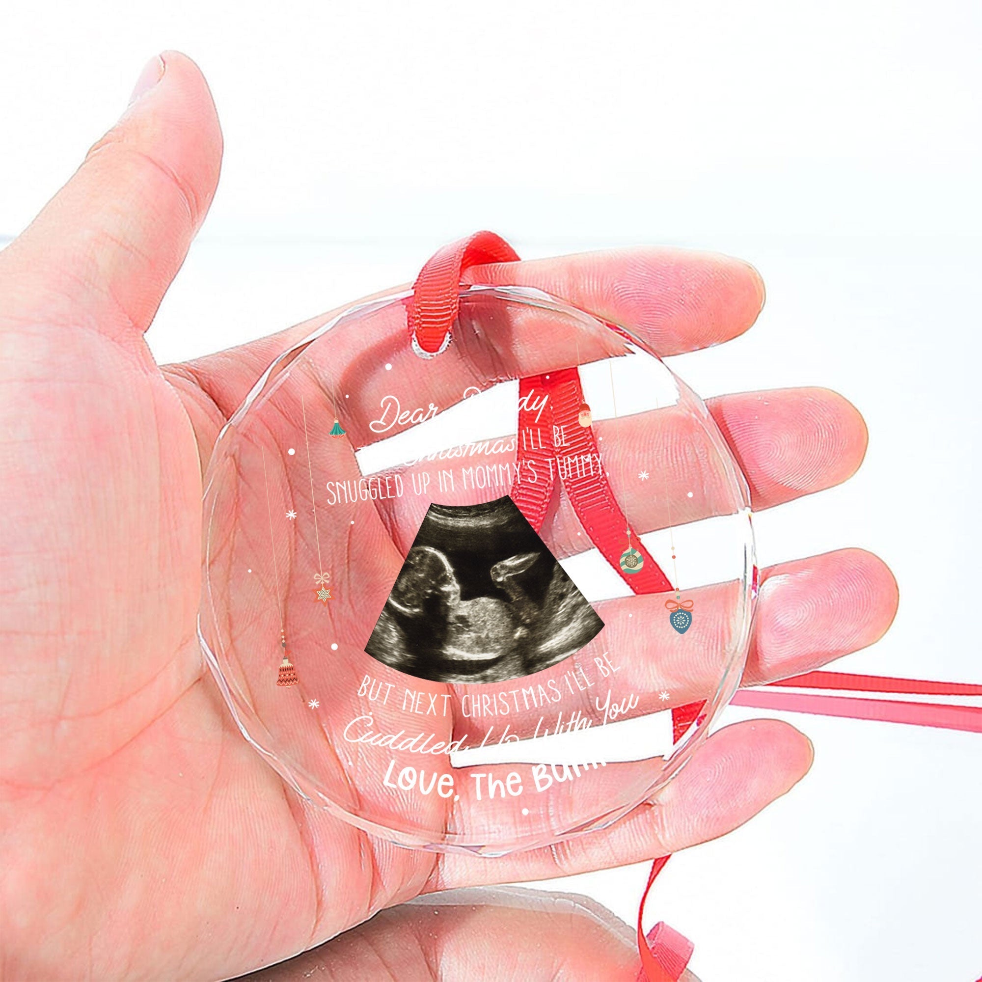 This Christmas I'll Be Snuggled Up From Bump - Personalized Glass Photo Ornament ORN0810