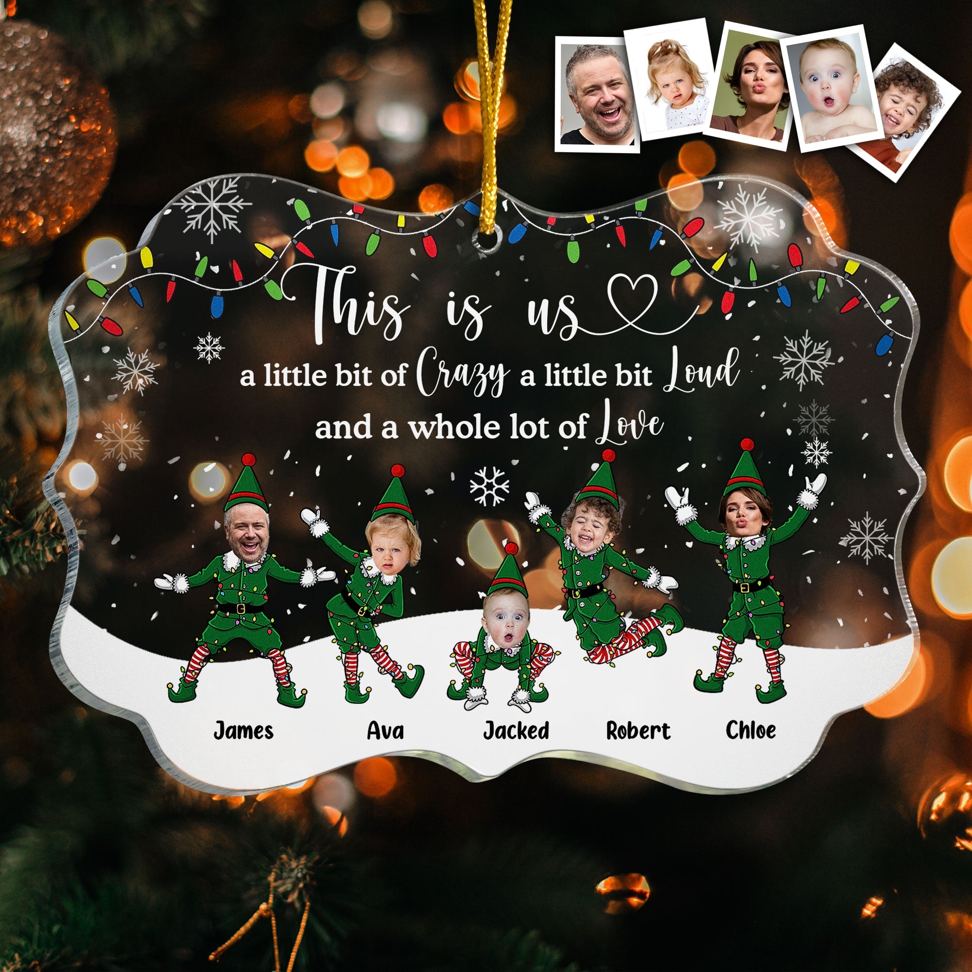 This Is Us Funny Elf Family - Personalized Acrylic Photo Ornament ORN0810