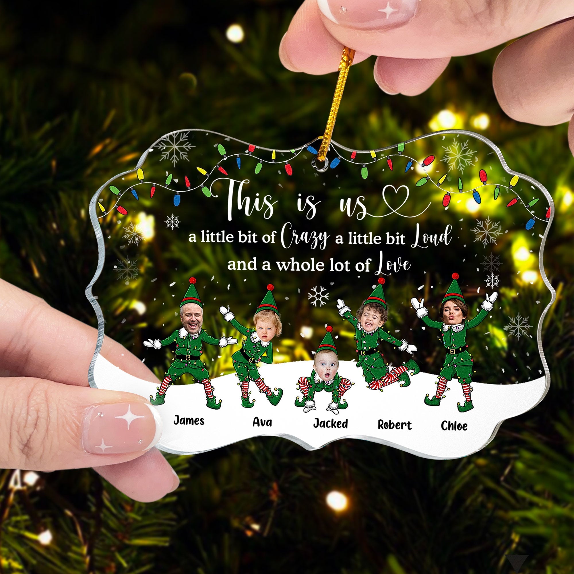 This Is Us Funny Elf Family - Personalized Acrylic Photo Ornament ORN0810