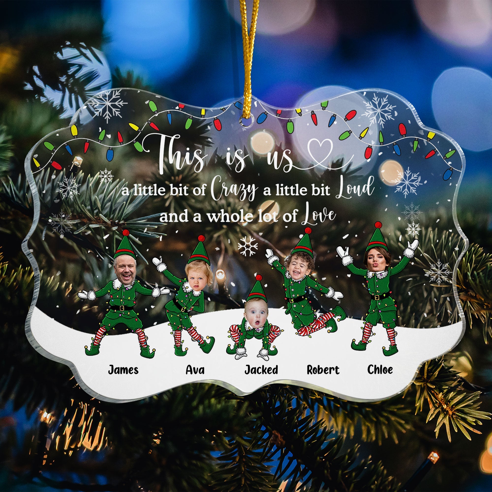 This Is Us Funny Elf Family - Personalized Acrylic Photo Ornament ORN0810