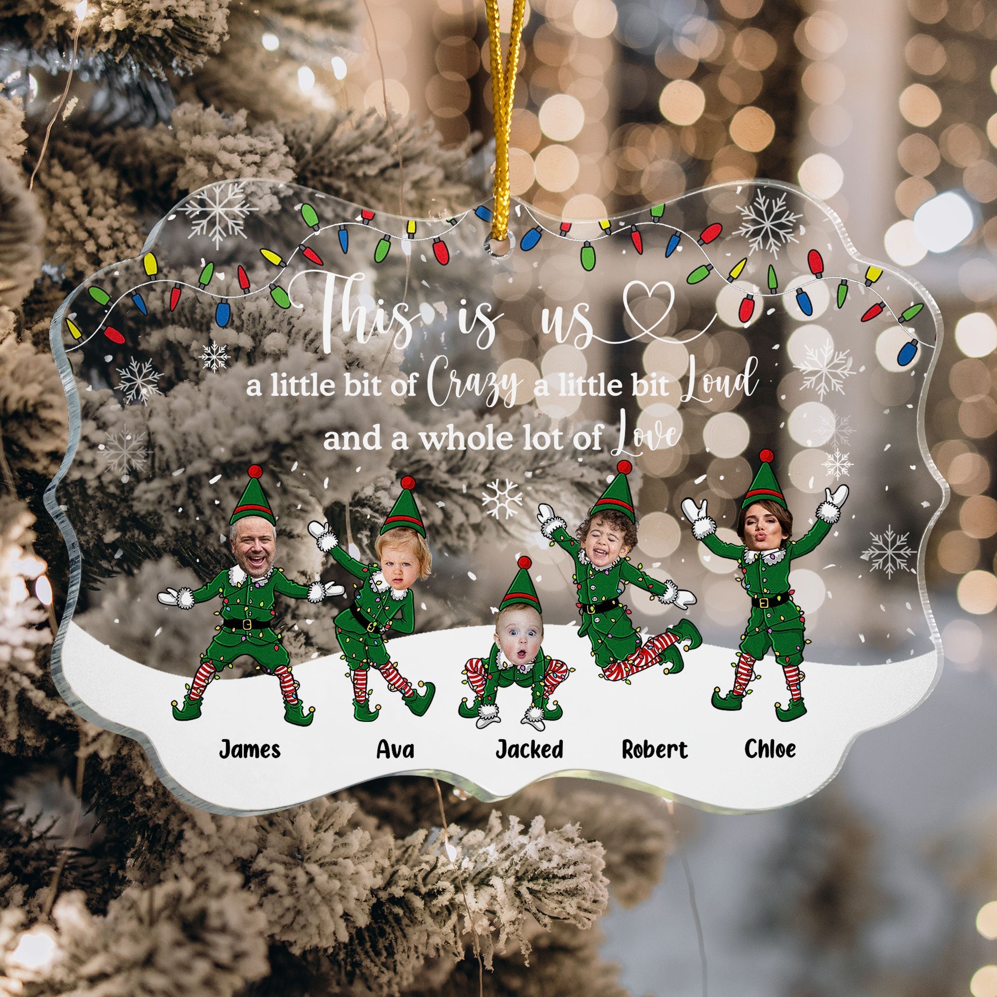 This Is Us Funny Elf Family - Personalized Acrylic Photo Ornament ORN0810