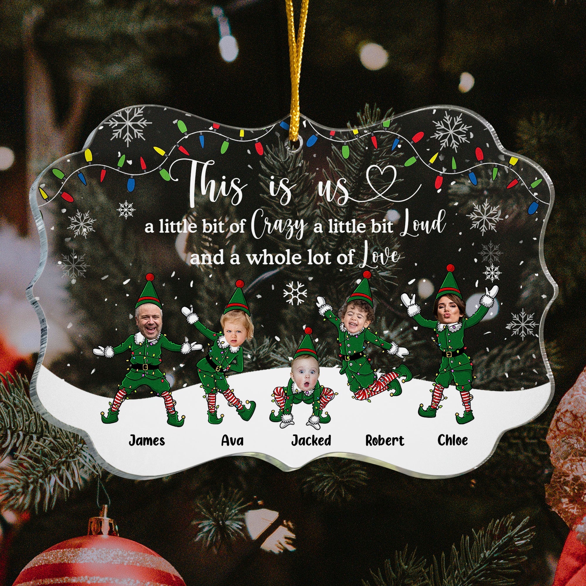 This Is Us Funny Elf Family - Personalized Acrylic Photo Ornament ORN0810