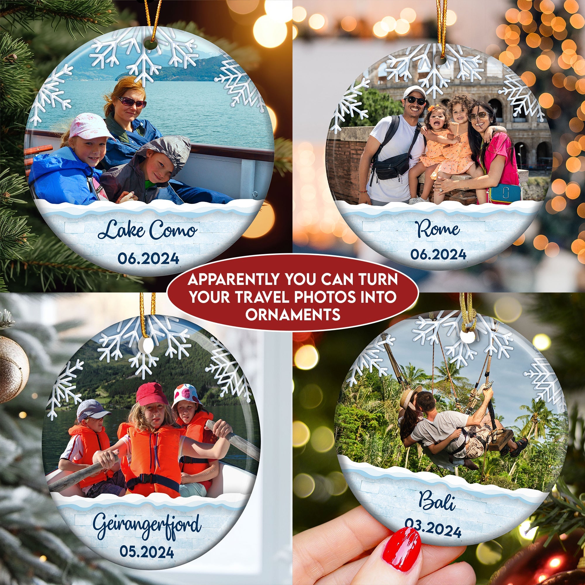 Travel Memories - Personalized Ceramic Photo Ornament ORNA1210