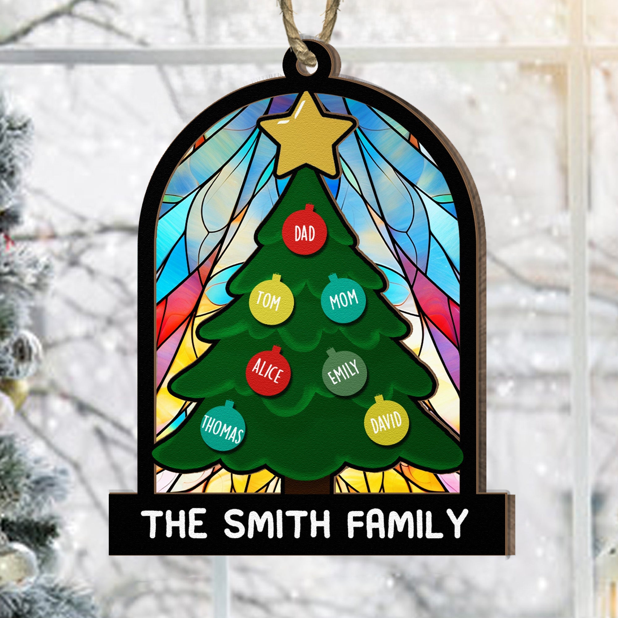 Tree Family Christmas - Personalized Family Suncatcher Ornament ORN0810