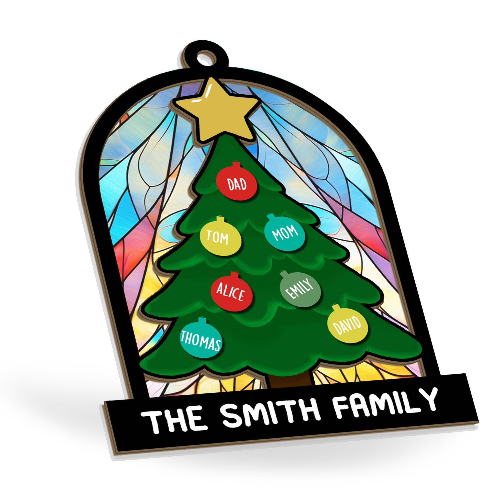 Tree Family Christmas - Personalized Family Suncatcher Ornament ORN0810