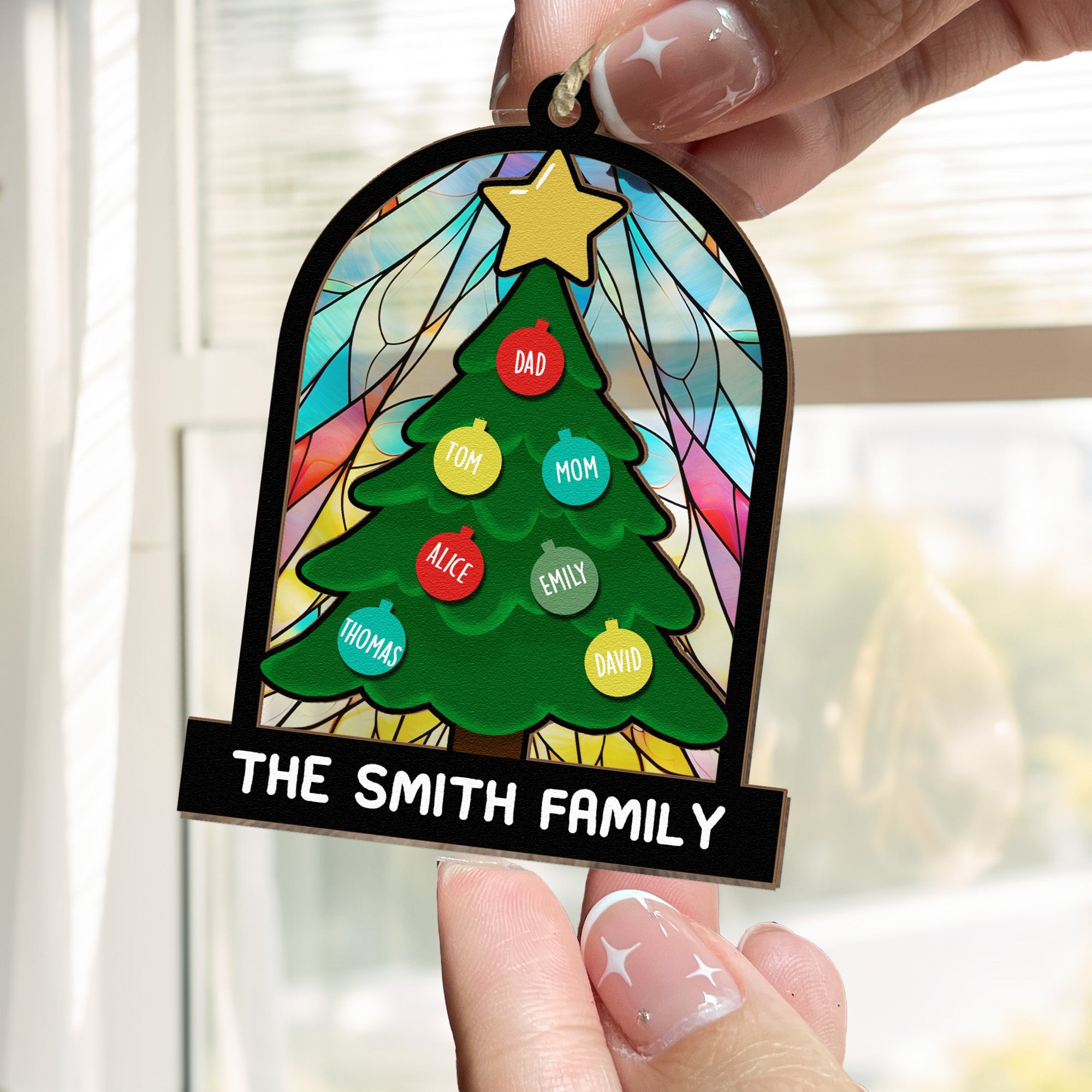 Tree Family Christmas - Personalized Family Suncatcher Ornament ORN0810