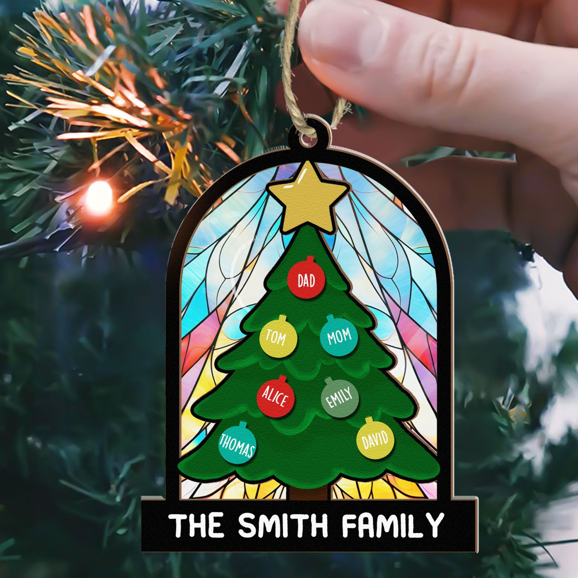 Tree Family Christmas - Personalized Family Suncatcher Ornament ORN0810