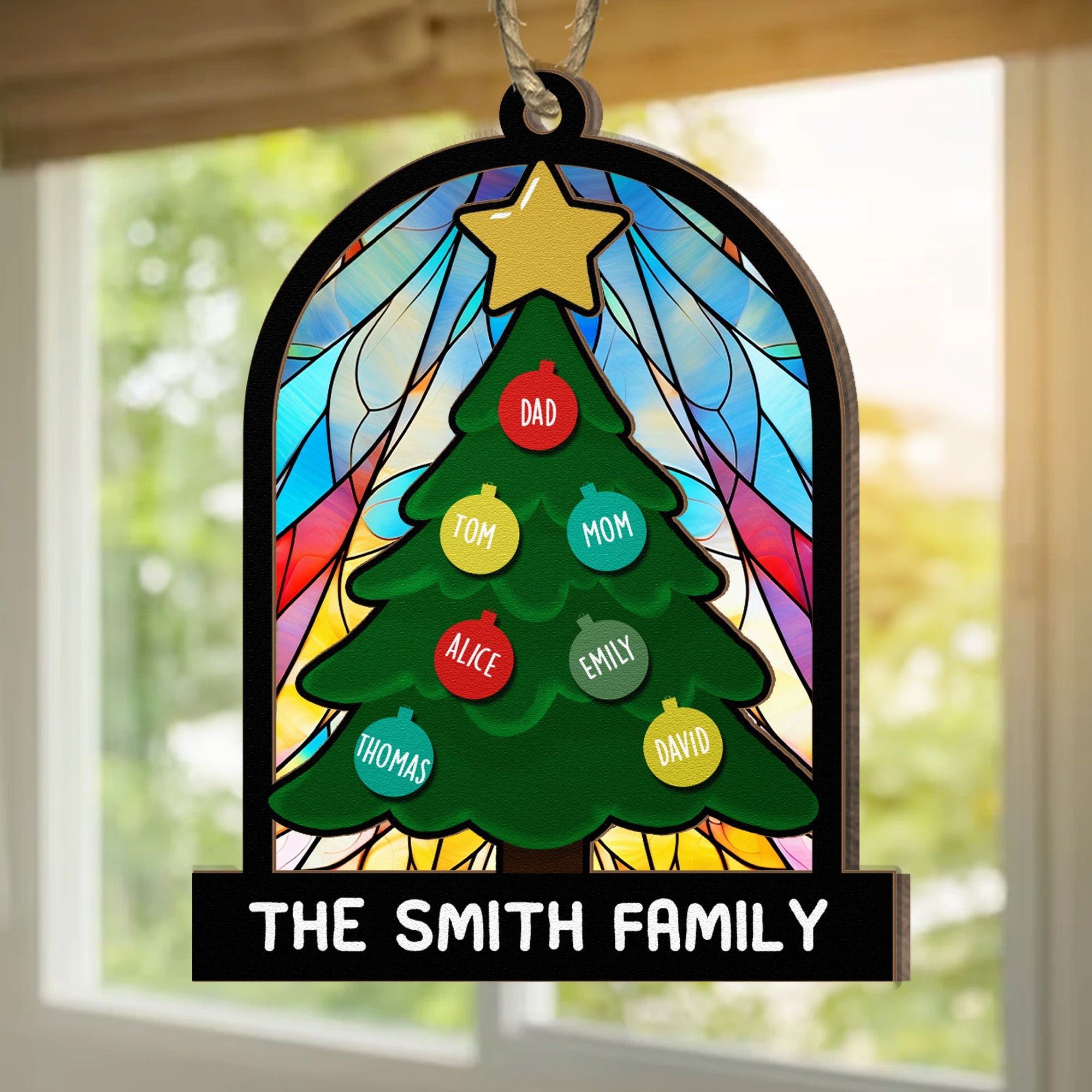 Tree Family Christmas - Personalized Family Suncatcher Ornament ORN0810