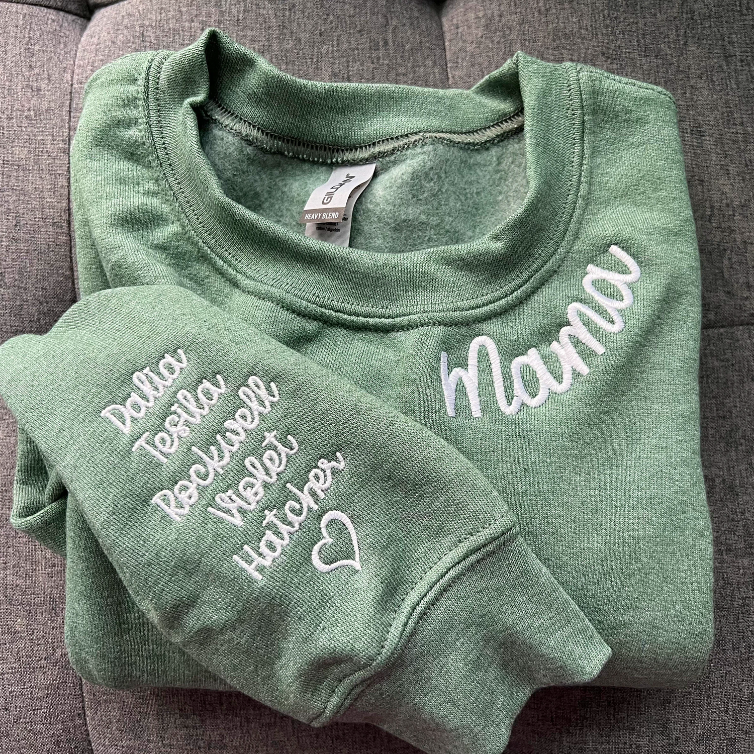 Custom Embroidered Gigi Sweatshirt with Kid Name on Sleeve EM2