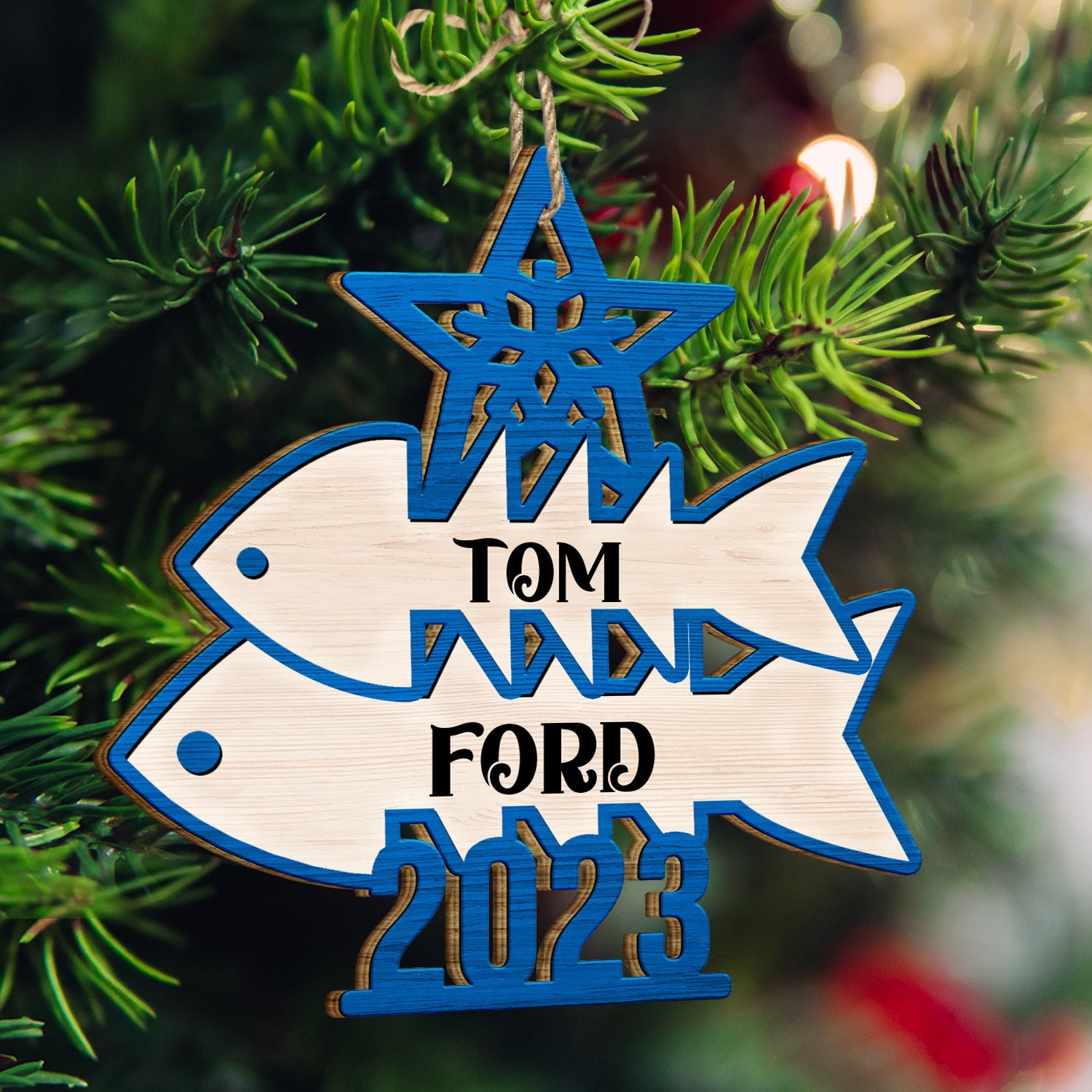 Dog And Cat Name Christmas Tree 2023 - Xmas Gift For Pet Lover - Personalized Wooden Cutout Ornament ORNA1210