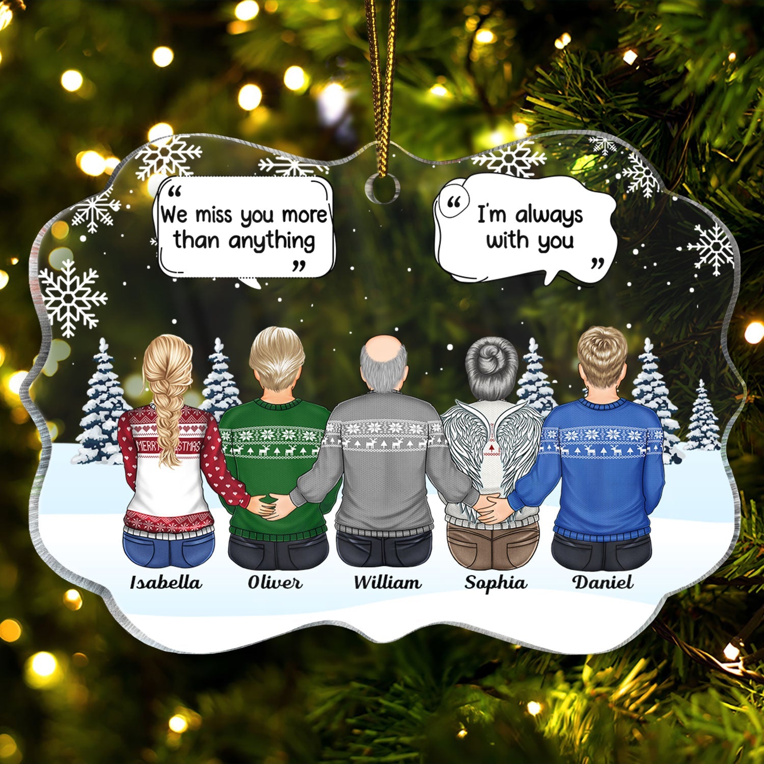 We Miss You - Christmas Memorial Gift For Family - Personalized Medallion Acrylic Ornament ORNA1210