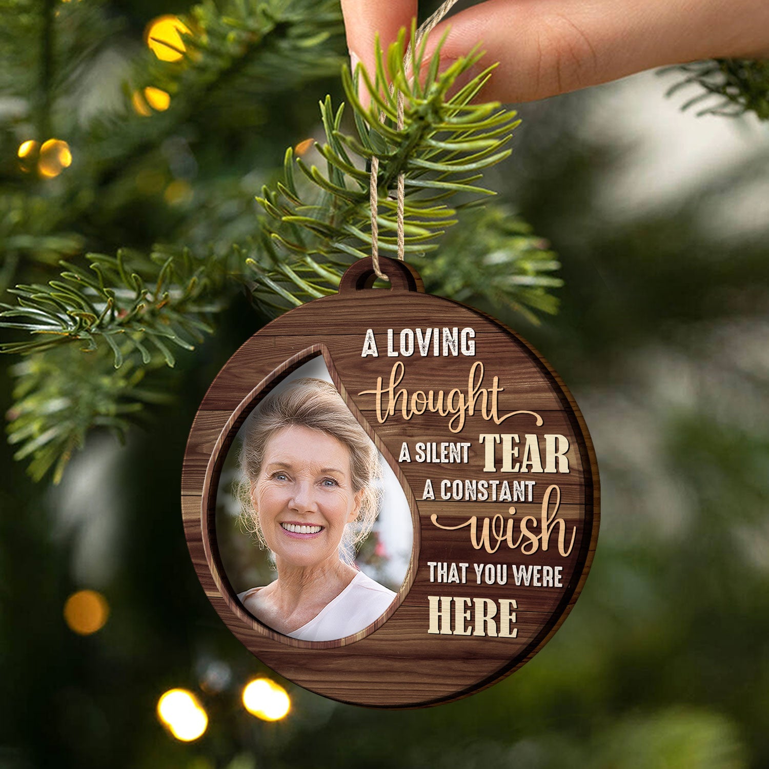 Custom Photo A Loving Thought A Silent Tear - Christmas, Memorial Gift For Family, Friends - Personalized 2-Layered Wooden Ornament ORNA1210