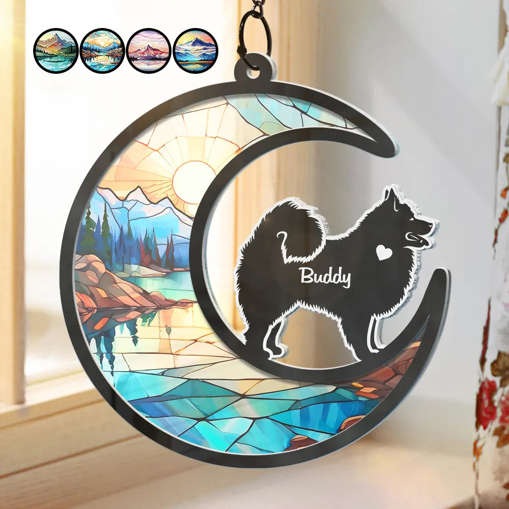 Dog Lover I Love You To The Moon - Personalized Acrylic Window Hanging Suncatcher ORNA1210