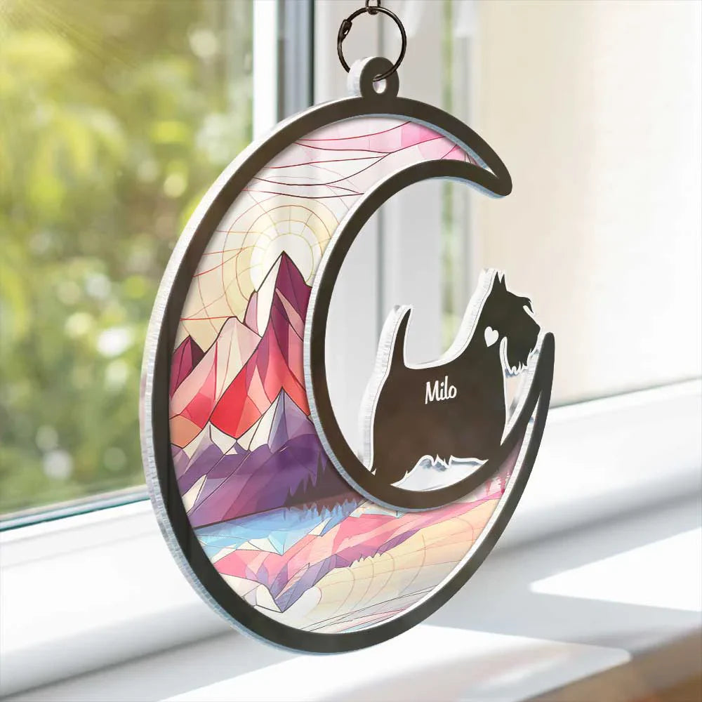 Dog Lover I Love You To The Moon - Personalized Acrylic Window Hanging Suncatcher ORNA1210