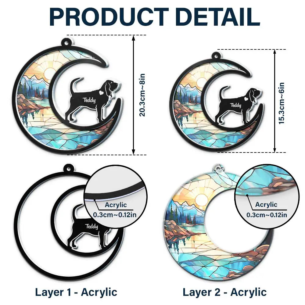 Dog Lover I Love You To The Moon - Personalized Acrylic Window Hanging Suncatcher ORNA1210