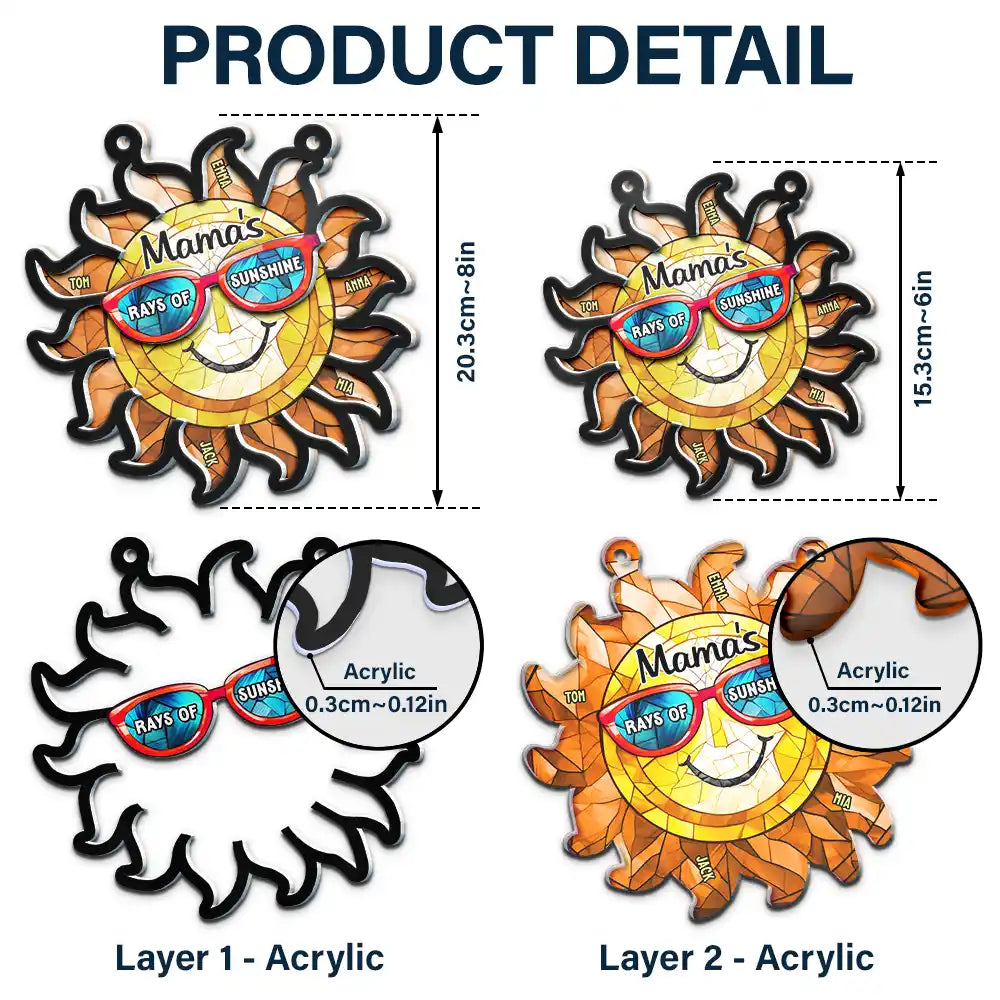 Grandmother Rays Of Sunshine - Personalized Acrylic Window Hanging Suncatcher ORNA1210