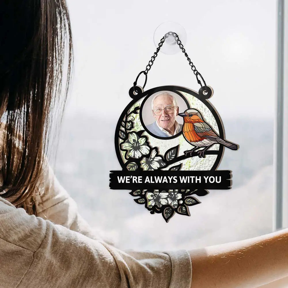 Custom Photo Although You Cannot See Me I'm Always With You Memorial - Personalized Window Hanging Suncatcher Ornament ORNA1210