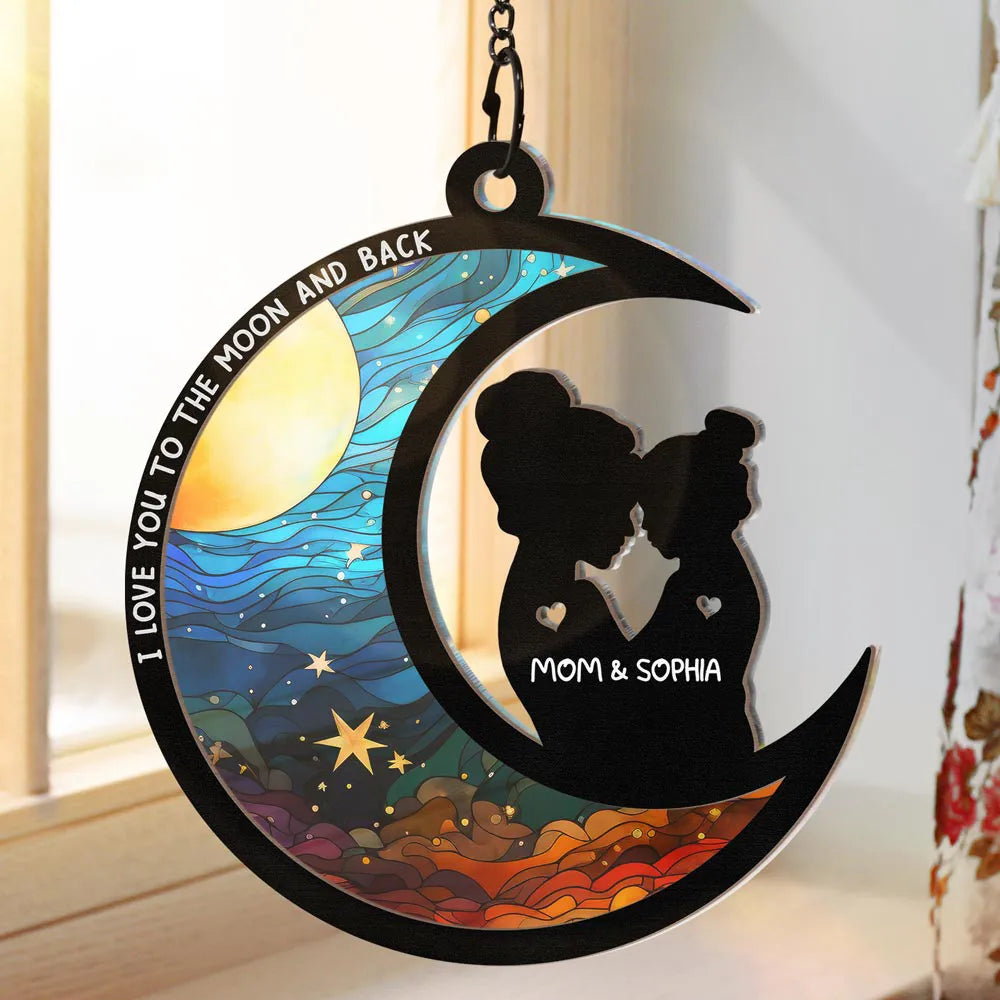 I Love You To The Moon And Back - Personalized Window Hanging Suncatcher Ornament ORNA1210