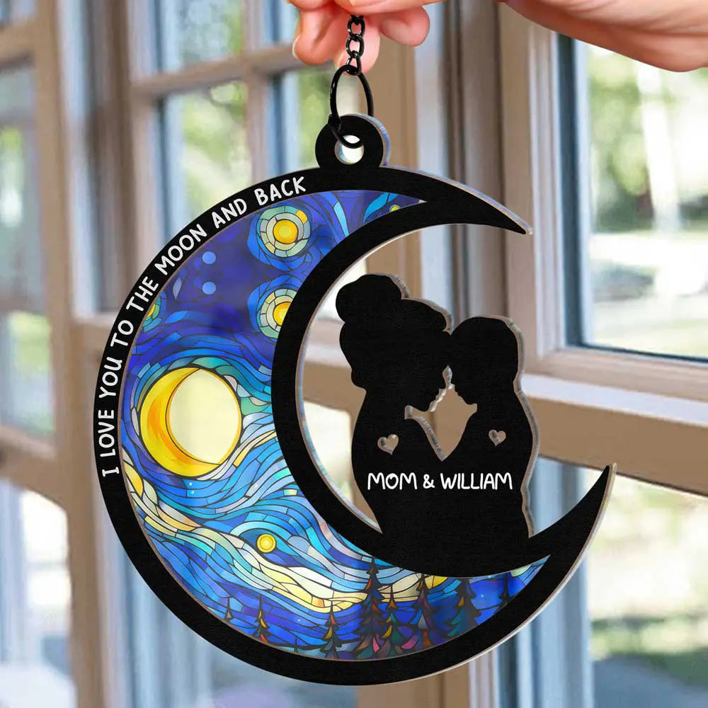 I Love You To The Moon And Back - Personalized Window Hanging Suncatcher Ornament ORNA1210