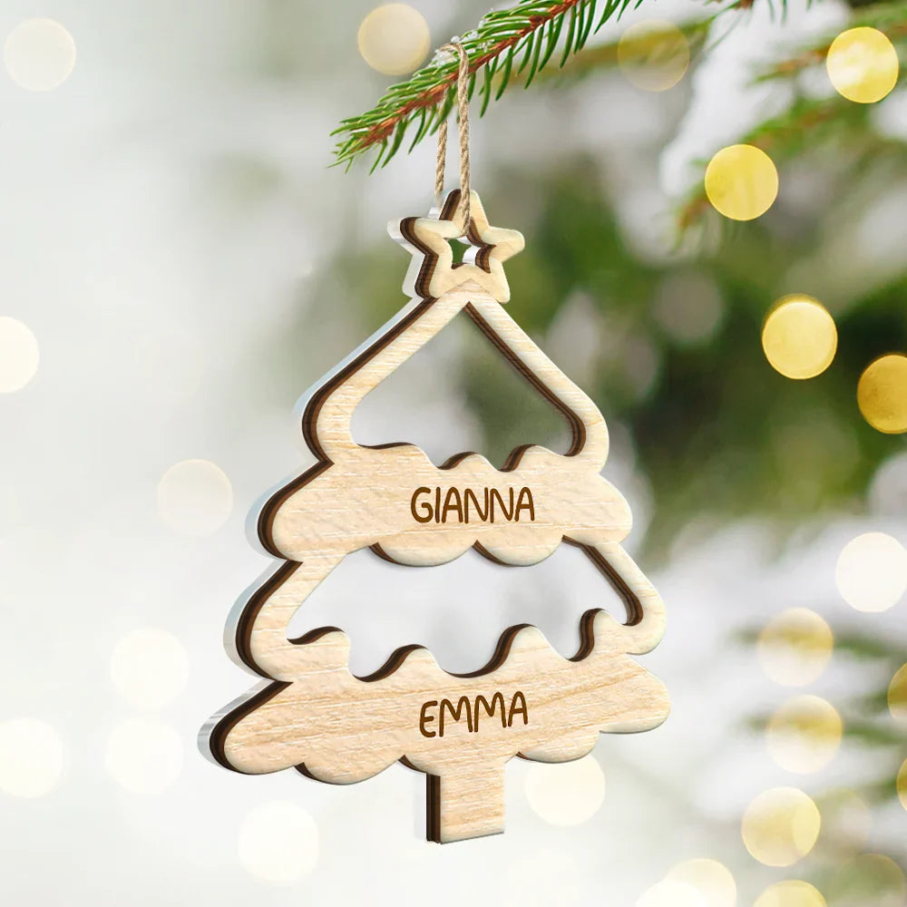 Christmas Tree Family Bestie Custom Names Version 4 - Personalized 2-Layered Mix Ornament ORNA1210