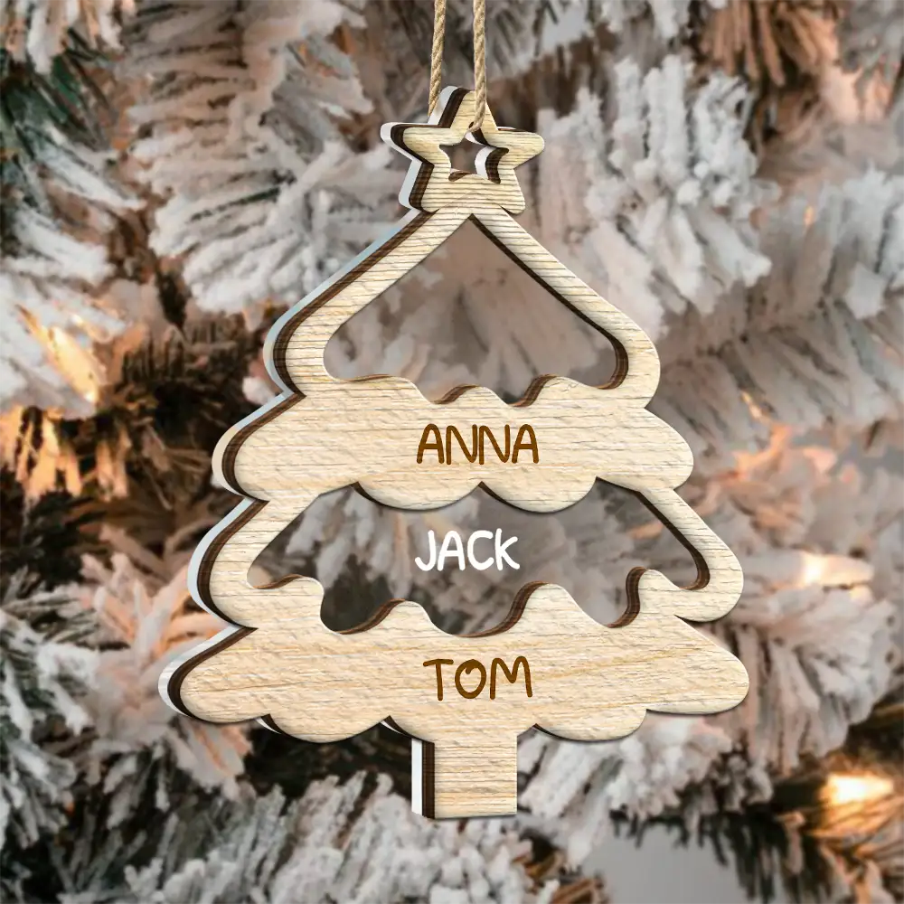 Christmas Tree Family Bestie Custom Names Version 4 - Personalized 2-Layered Mix Ornament ORNA1210