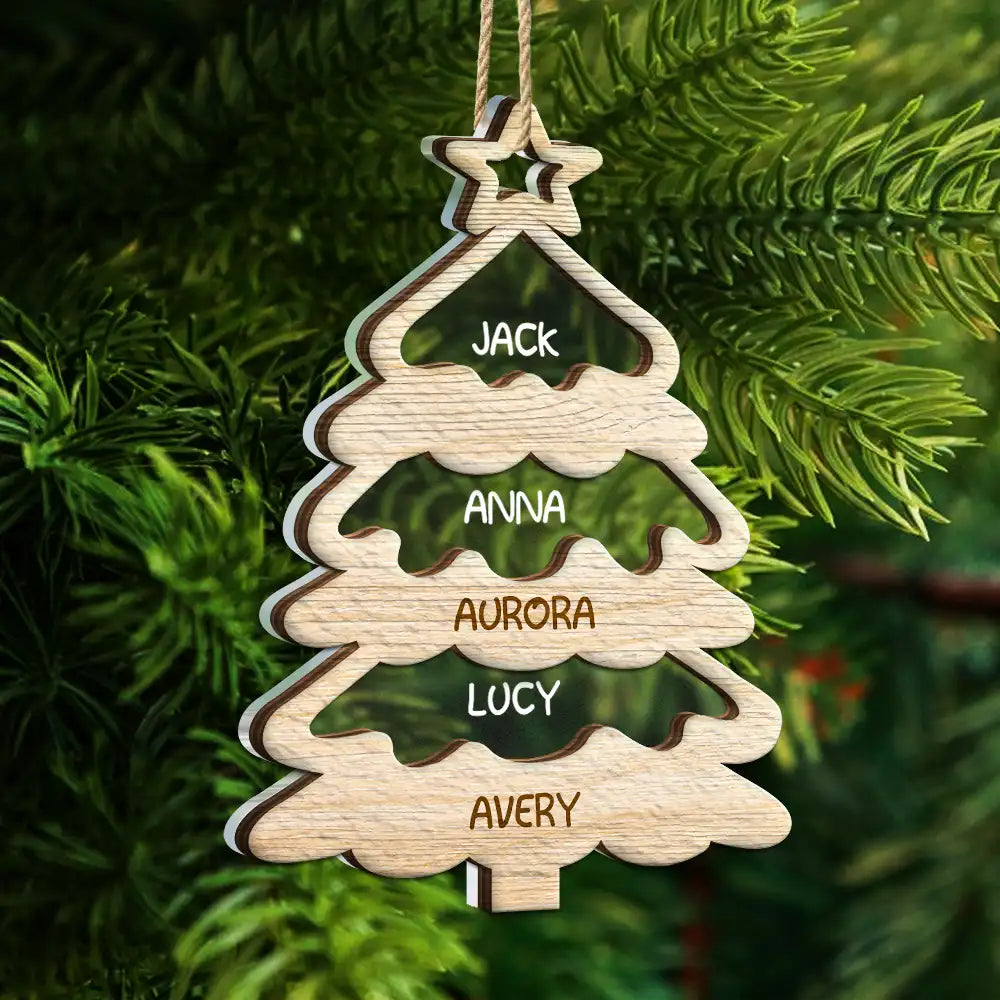 Christmas Tree Family Bestie Custom Names Version 4 - Personalized 2-Layered Mix Ornament ORNA1210