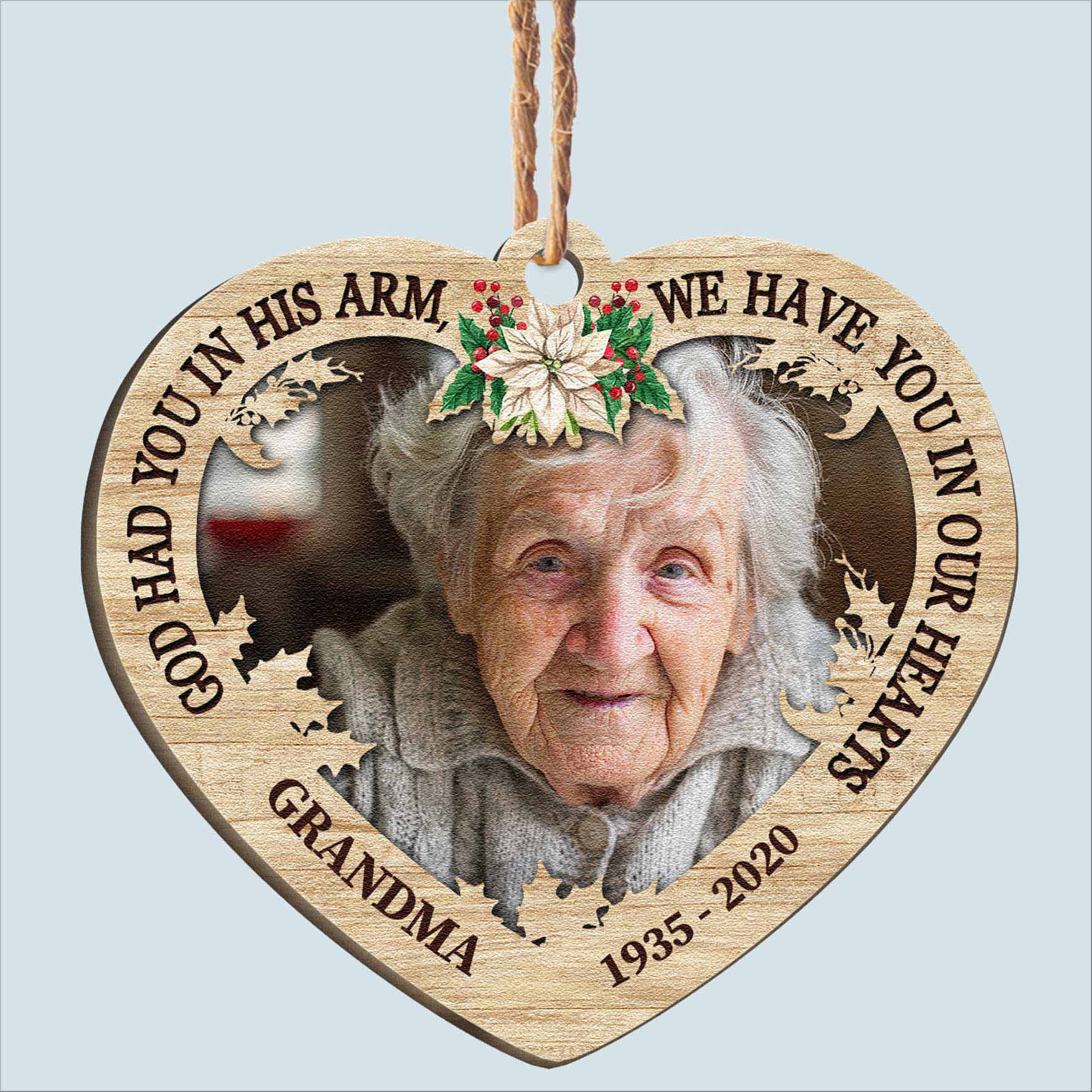 We Have You In Our Hearts - Personalized Custom Shaped Wooden Ornament - Christmas, Remembrance Gift For Family Members, Dad, Mom, Grandpa, Grandma, Memorial Gift ORNA1210