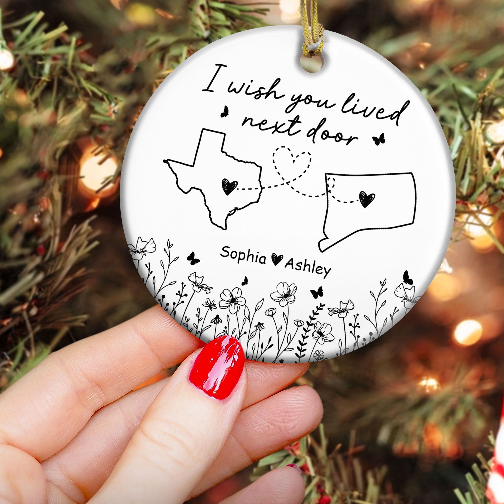 Wish You Lived Next Door - Personalized Ceramic Ornament ORN0810