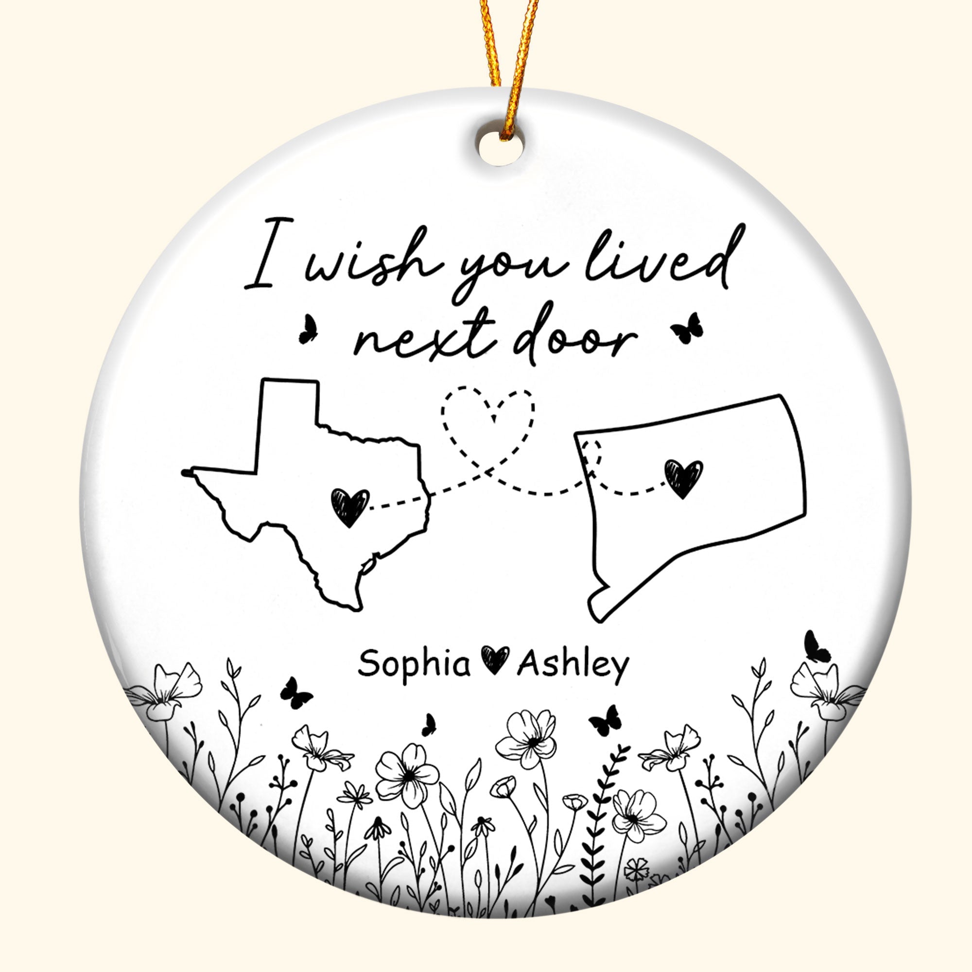 Wish You Lived Next Door - Personalized Ceramic Ornament ORNA1210