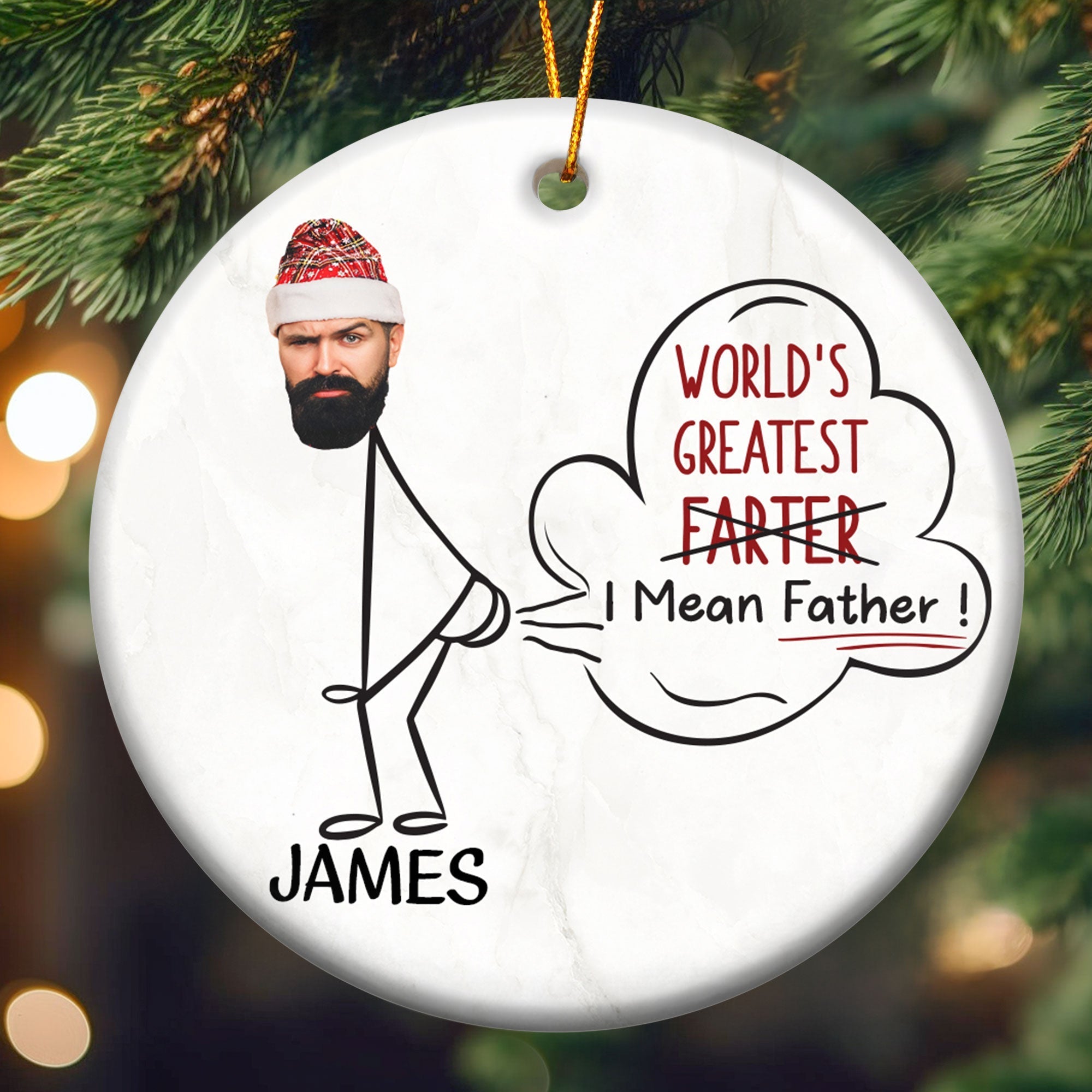 World's Greatest Farter - Personalized Ceramic Photo Ornament ORN0810