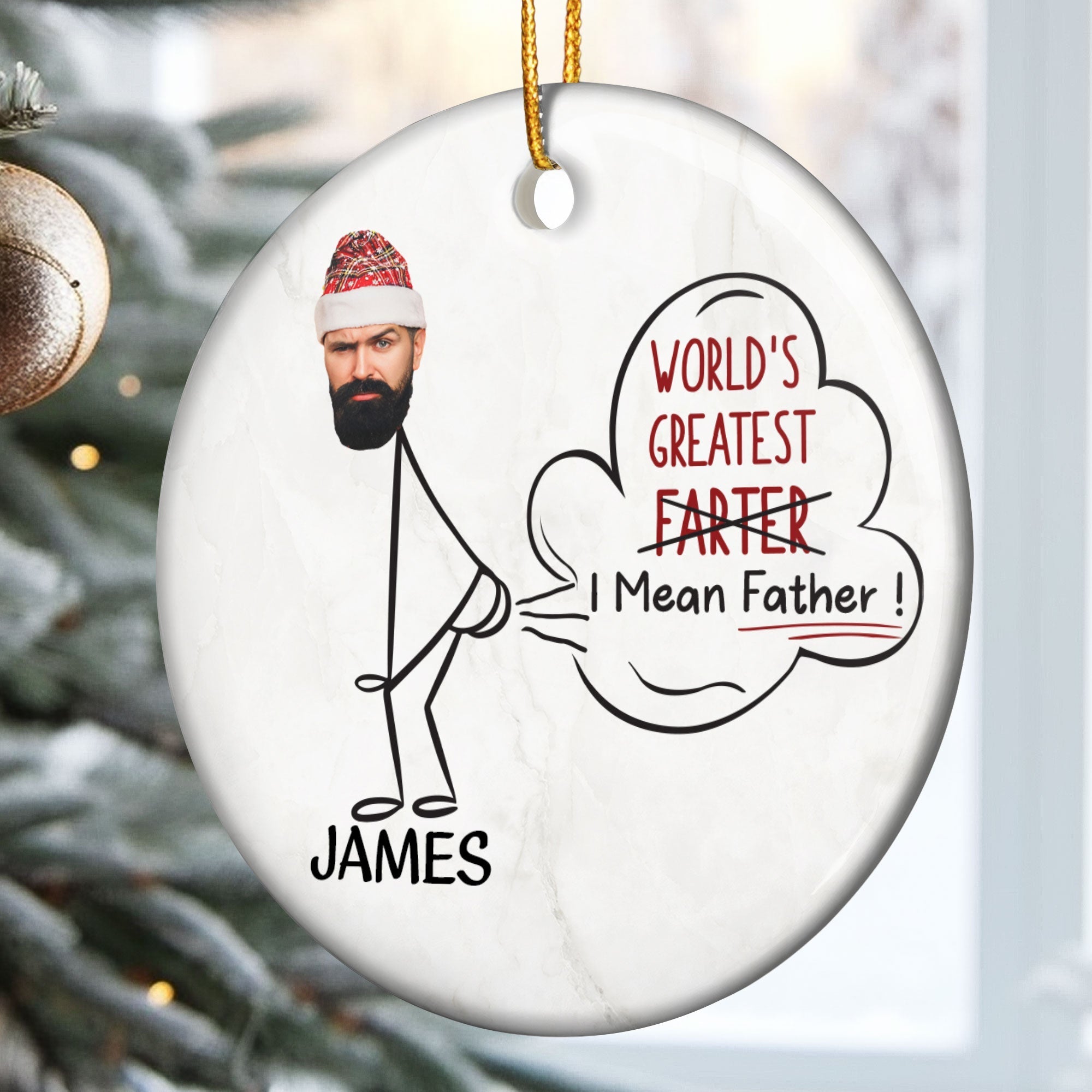 World's Greatest Farter - Personalized Ceramic Photo Ornament ORNA1210