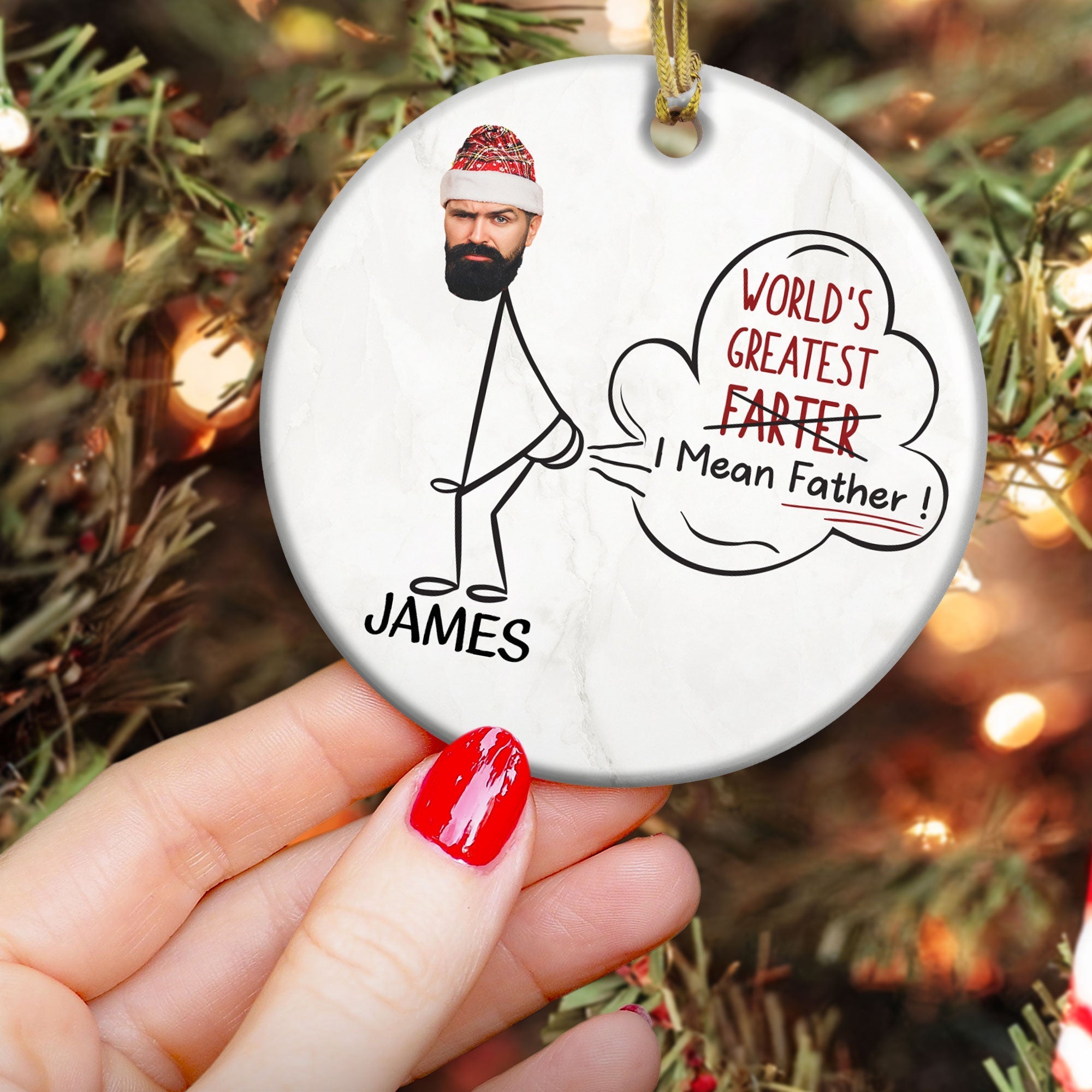 World's Greatest Farter - Personalized Ceramic Photo Ornament ORN0810