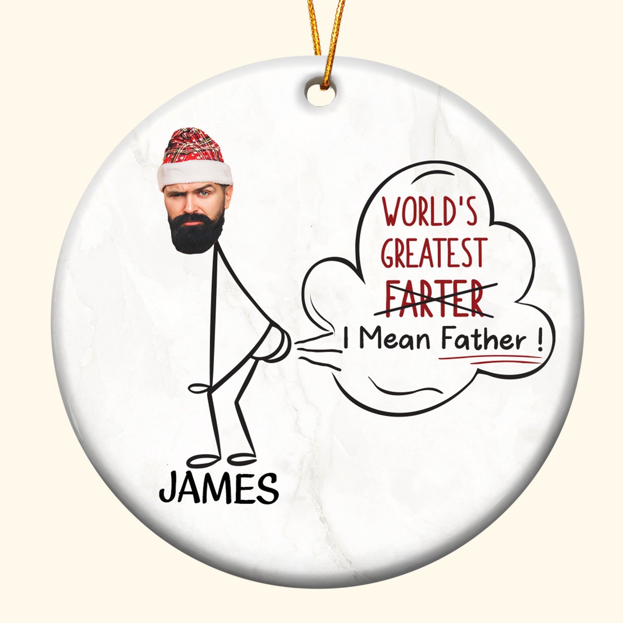 World's Greatest Farter - Personalized Ceramic Photo Ornament ORN0810