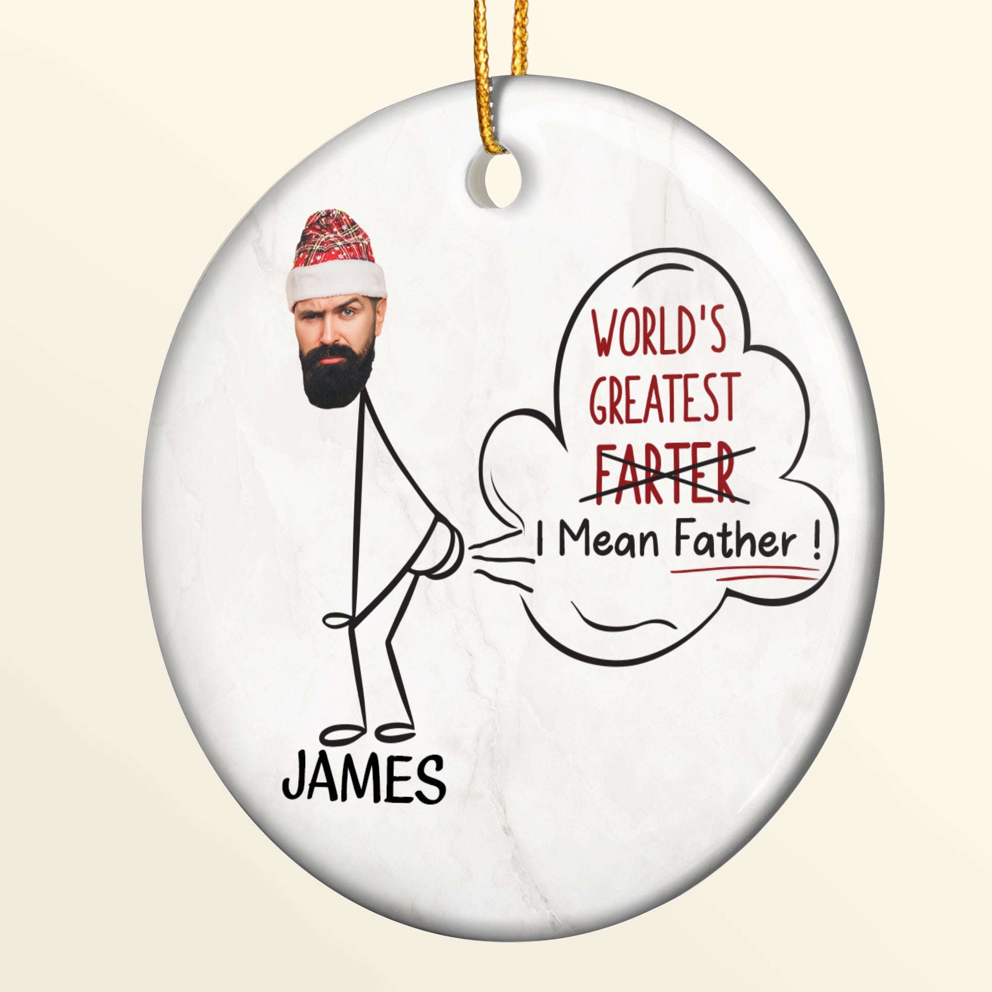 World's Greatest Farter - Personalized Ceramic Photo Ornament ORNA1210