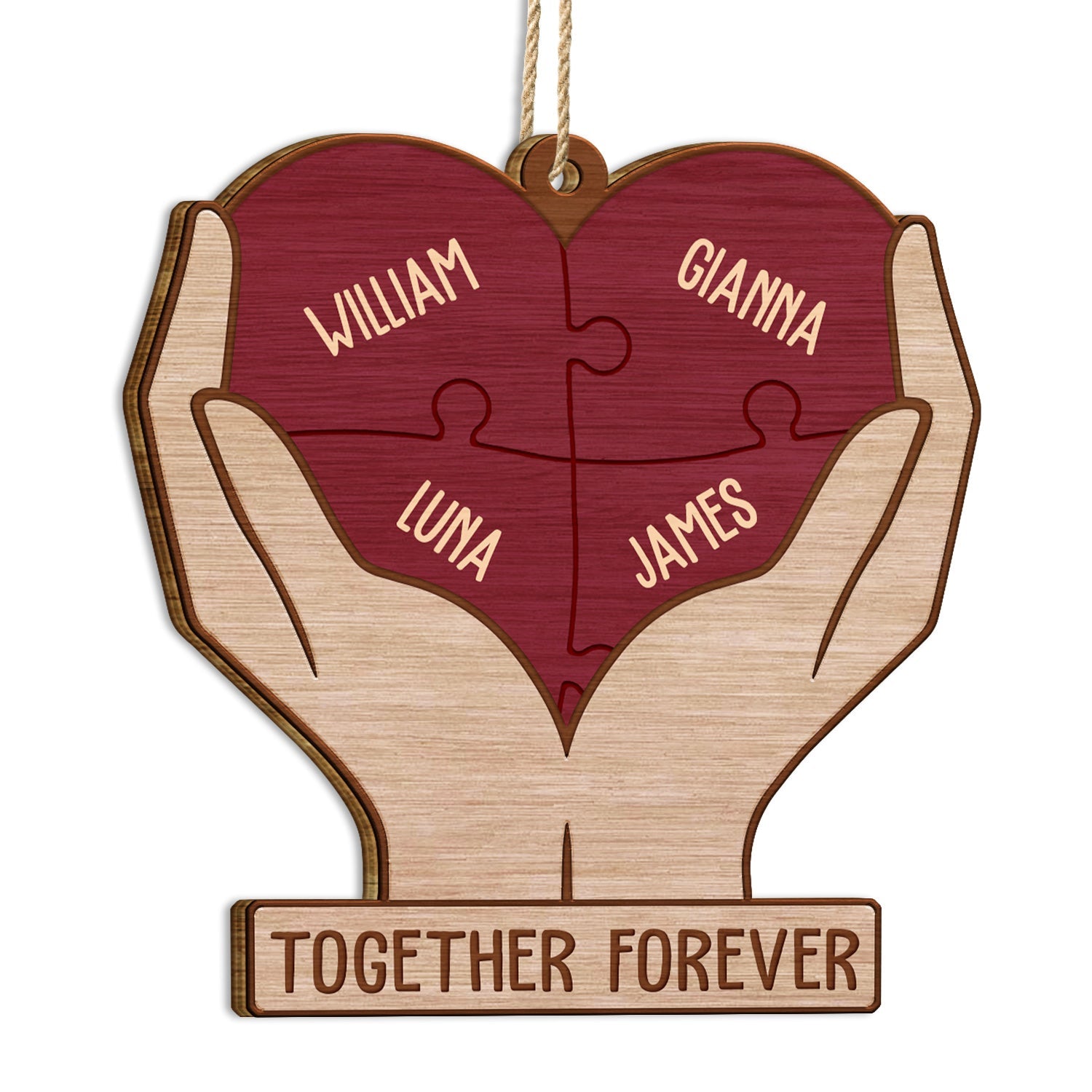 Heart Puzzle - Christmas Gifts For Family, Siblings - Personalized Custom Shaped Wooden Ornament ORNA1210