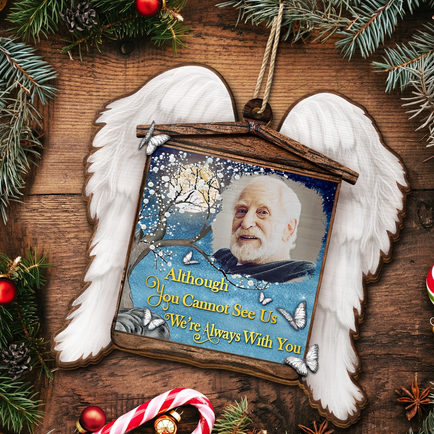 Custom Photo I'm Always With You - Christmas Memorial Gift For Family - Personalized Custom Shaped Wooden Ornament ORNA1210