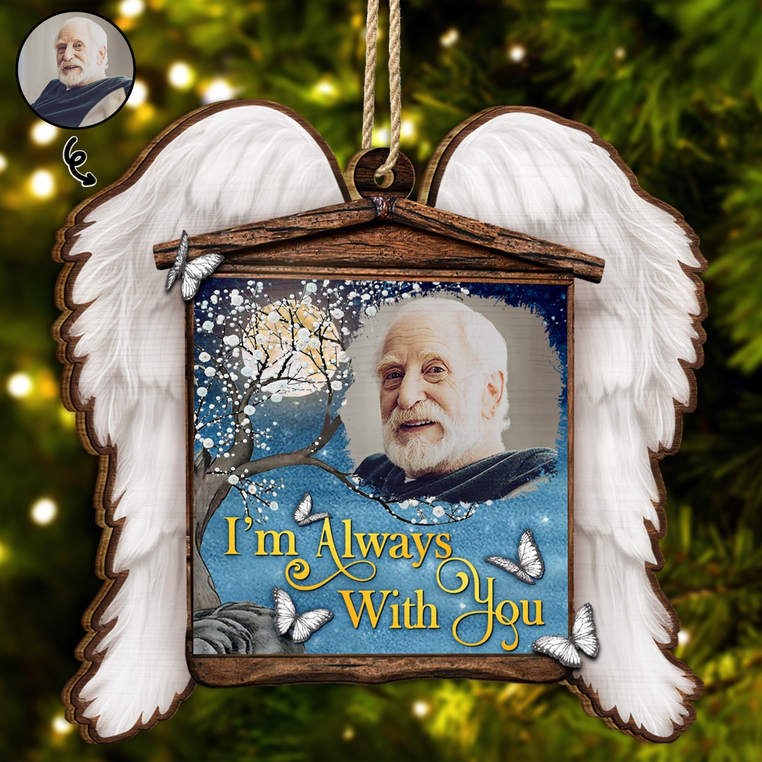 Custom Photo I'm Always With You - Christmas Memorial Gift For Family - Personalized Custom Shaped Wooden Ornament ORNA1210