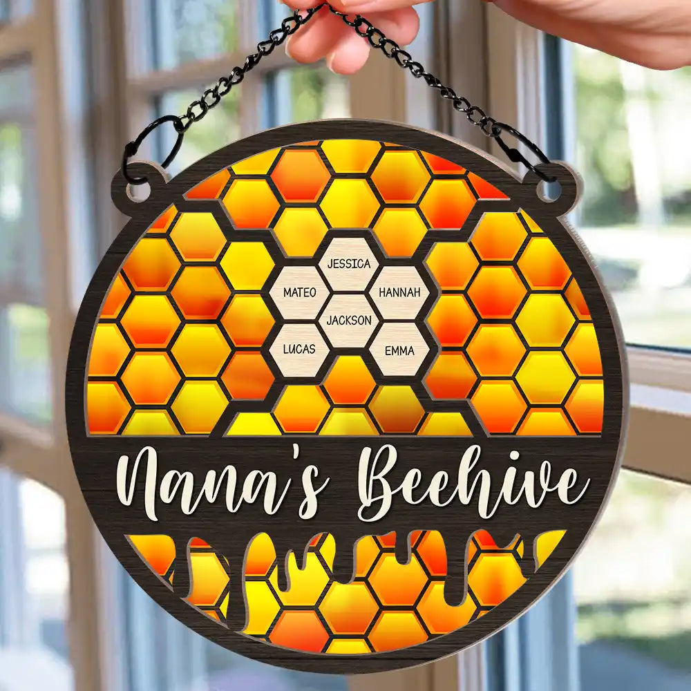 Grandbabees Nana's Beehive Grandkids - Personalized Window Hanging Suncatcher Ornament ORNA1210