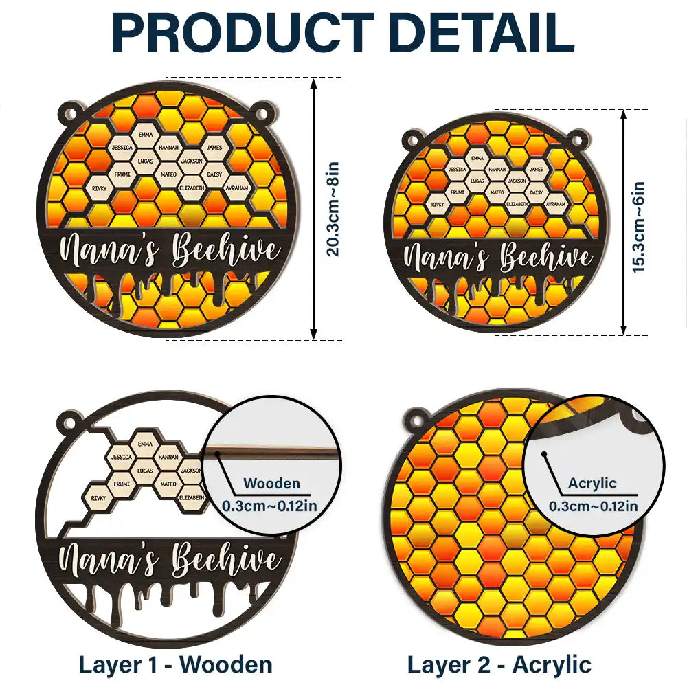 Grandbabees Nana's Beehive Grandkids - Personalized Window Hanging Suncatcher Ornament ORNA1210