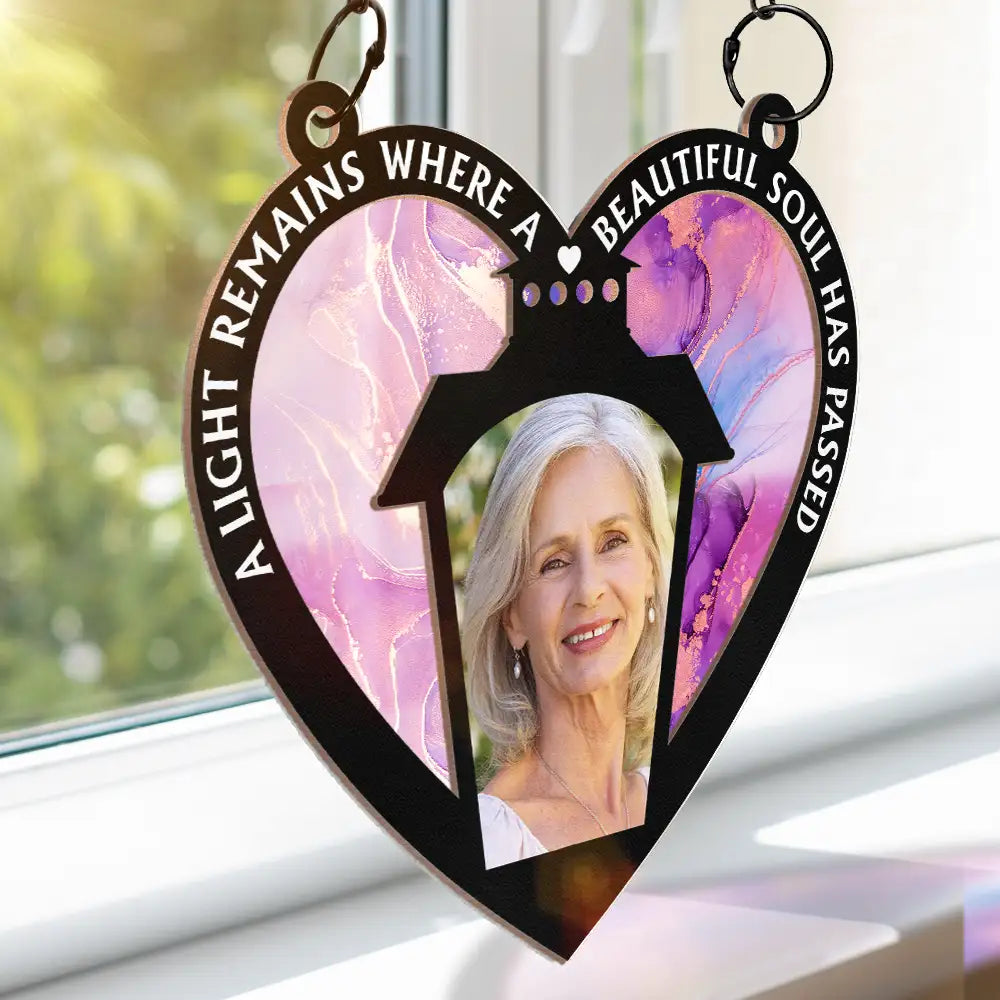 Custom Photo Your Light Will Always Shine In My Heart Lantern - Personalized Window Hanging Suncatcher Ornament ORNA1210