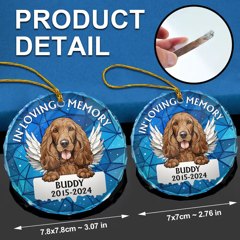 In Loving Memory Memorial Dog Cat Stained Glass - Personalized Circle Glass Ornament ORNA1210