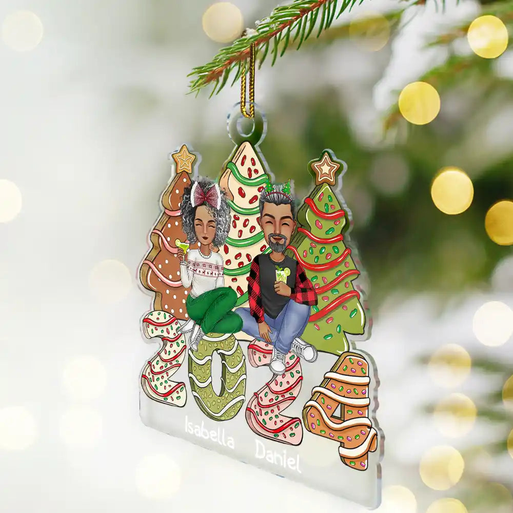 Family 2024 Cake, Cookie Trees Christmas Gift For Parent, Kid, Baby - Personalized Cutout Acrylic Ornament ORNA1210