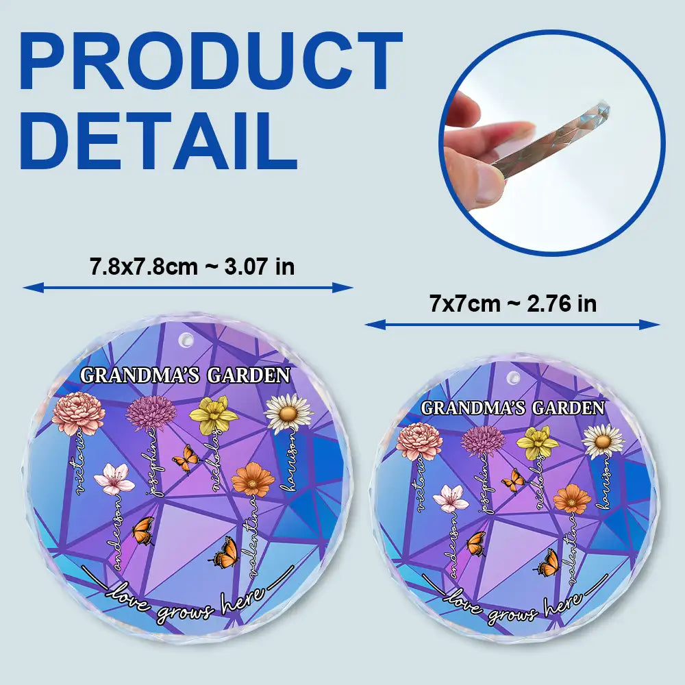 Grandma's Garden Birth Month Flowers - Personalized Circle Glass Ornament ORNA1210