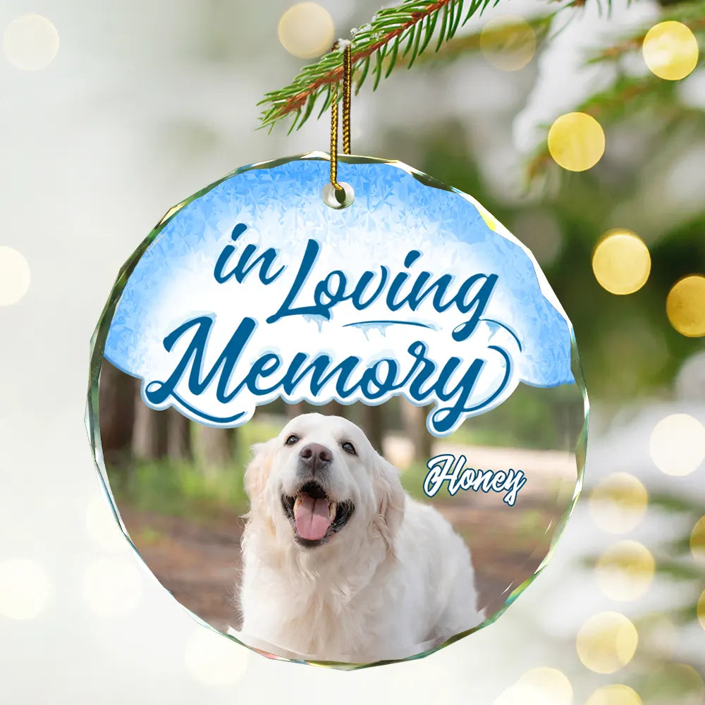 Custom Photo In Loving Memory Pet - Personalized Circle Glass Ornament ORNA1210