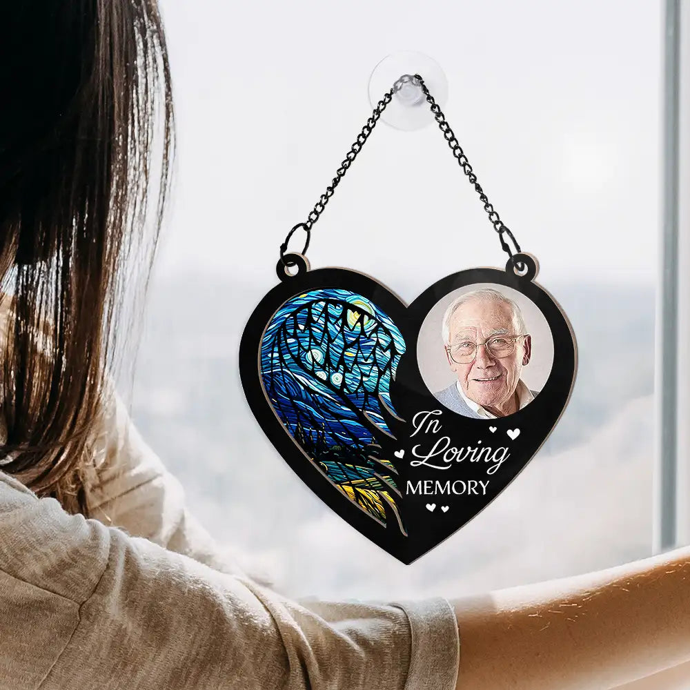 Custom Photo On Angel Wings You Were Taken Away - Personalized Window Hanging Suncatcher Ornament ORNA1210