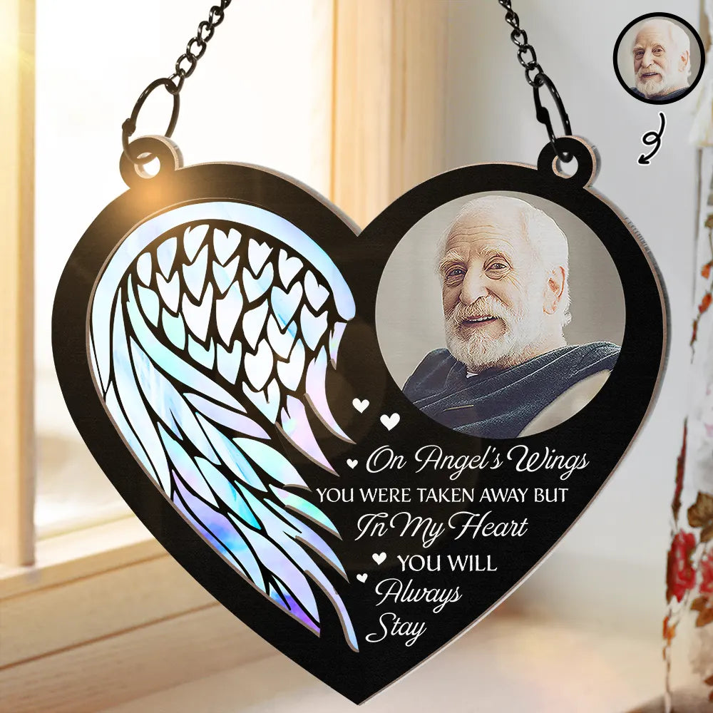 Custom Photo On Angel Wings You Were Taken Away - Personalized Window Hanging Suncatcher Ornament ORNA1210
