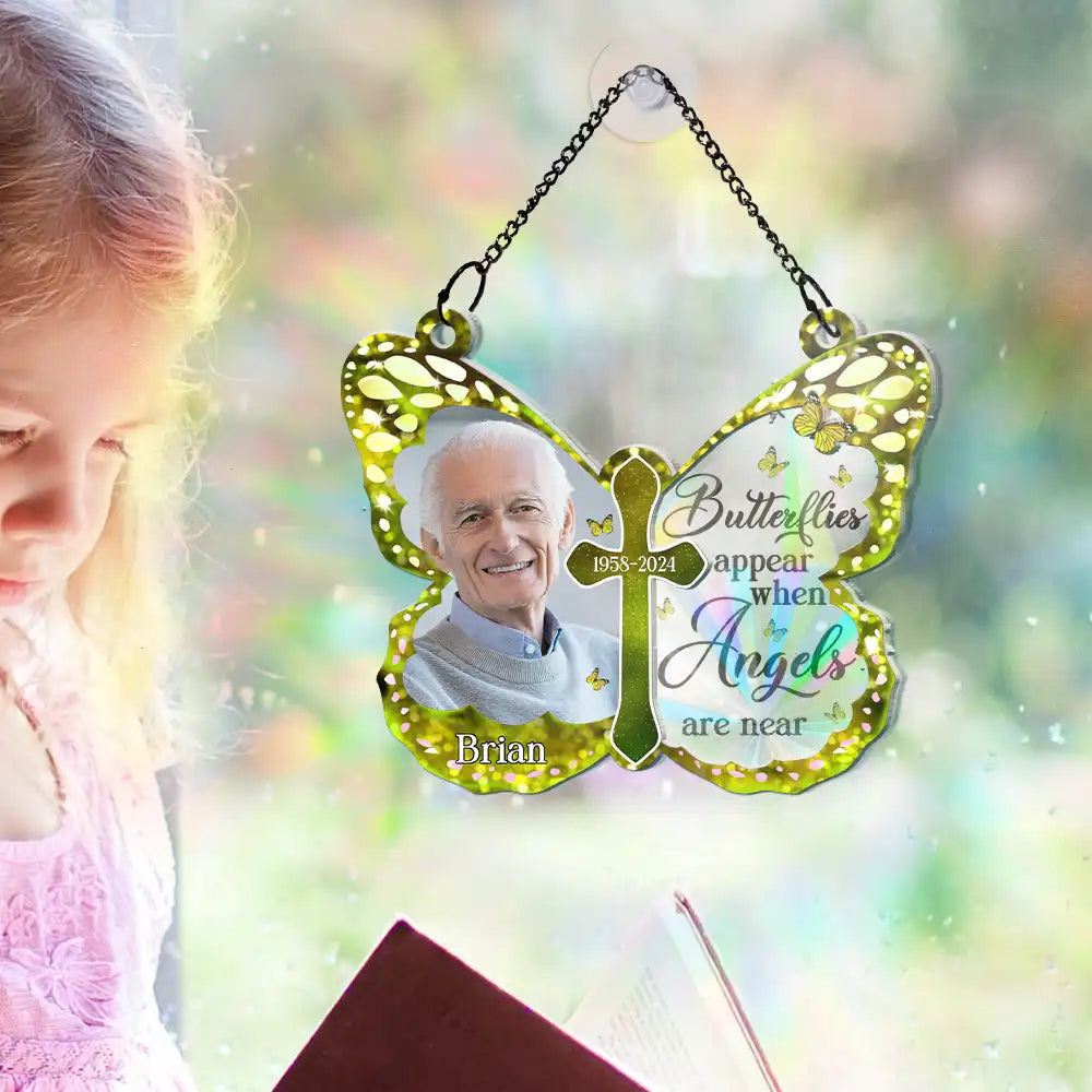 Custom Photo I Am Always With You Butterfly - Personalized Window Hanging Rainbow Suncatcher ORNA1210