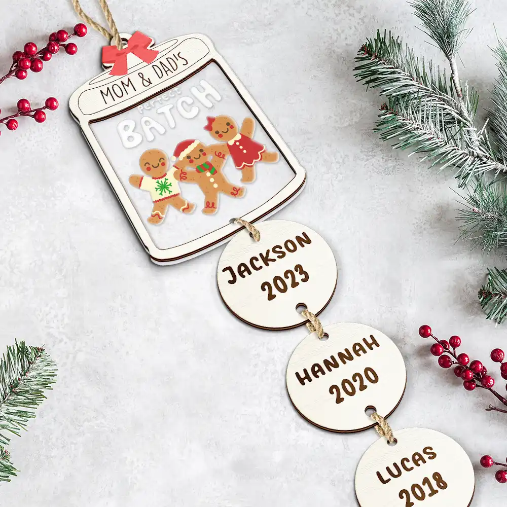 Grandma Grandpa Mom Dad Perfect Patch Cookies - Personalized Mix Ornament With Wooden Tag ORNA1210